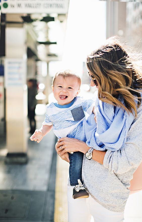 バタフライ巻き　ストール　巻き方　チェック　ブルー